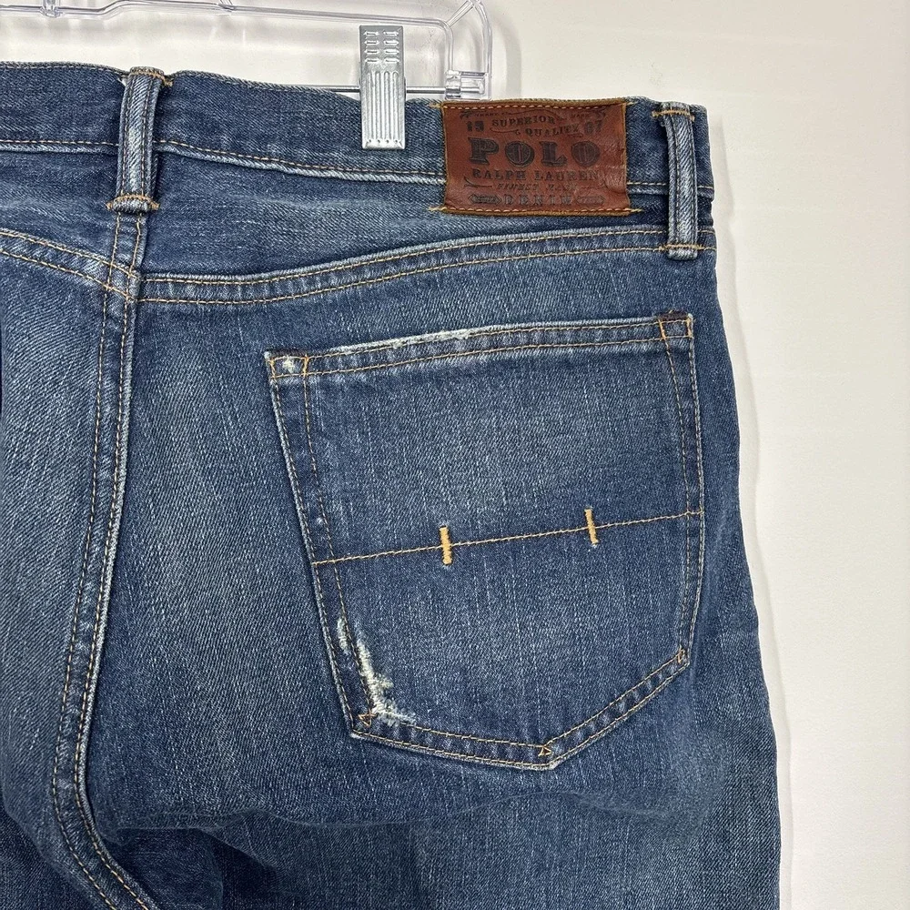 Polo Ralph Lauren Mens Classic Fit 867 Jeans Size 36*x34 Blue Distressed Denim - Picture 7 of 16